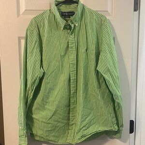 Ralph Lauren Men's Lime Green Striped Shirt